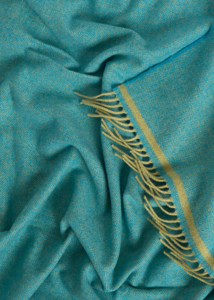 Foxford Lambswool Throw | Aqua & Citrus