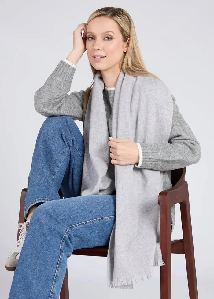 Foxford Fine Wool Cashmere Blend Scarf | Pearl Grey