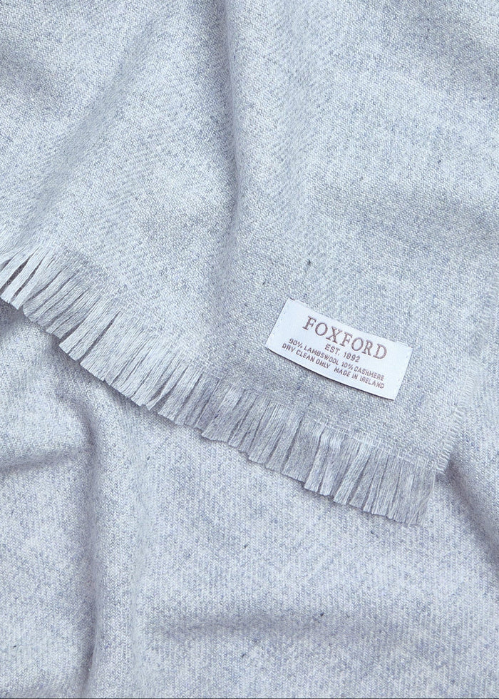 Foxford Fine Wool Cashmere Blend Scarf | Pearl Grey