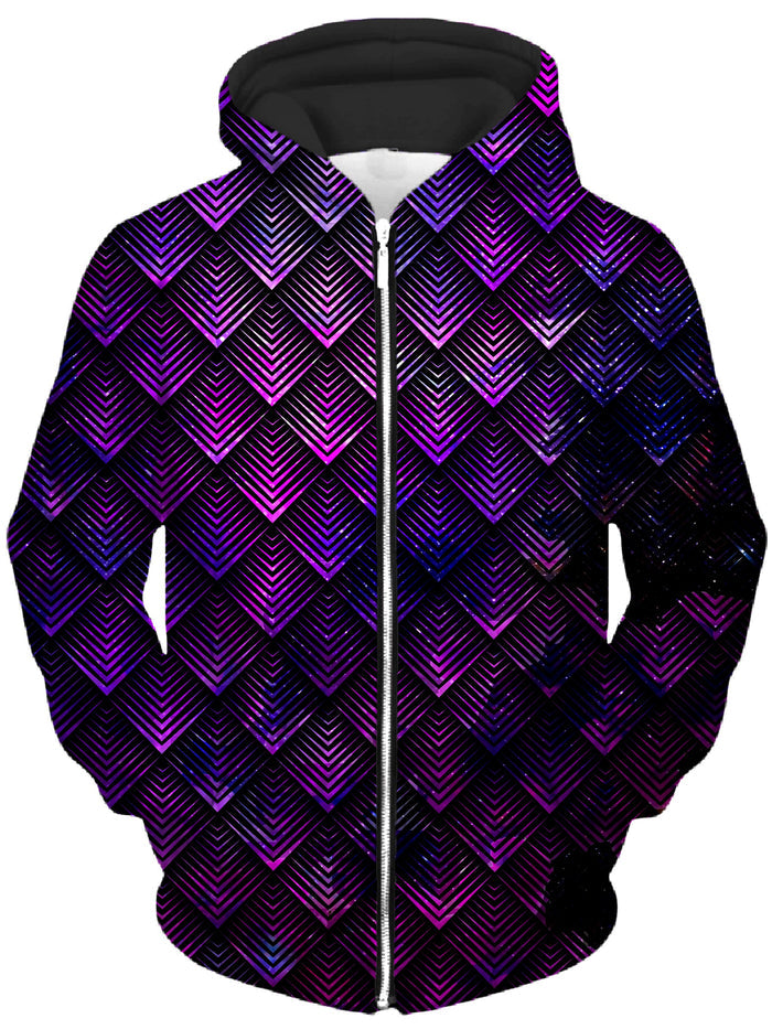 Galactic Dragon Scale Purple Unisex Zip-Up Hoodie Noctum X Truth Epic Hoodie