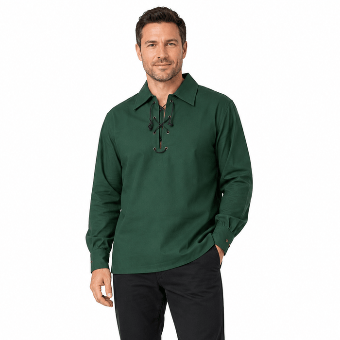 Gents Deluxe Ghillie Shirt Green - Heritage Of Scotland - GREEN / S