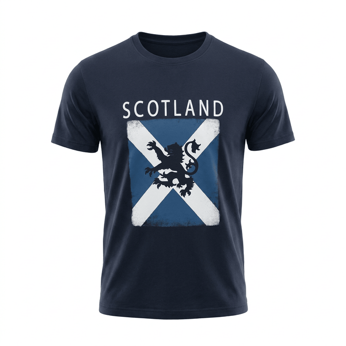 Gents Scotland Distressed Saltire Lion T-Shirt - Heritage Of Scotland - NAVY / S