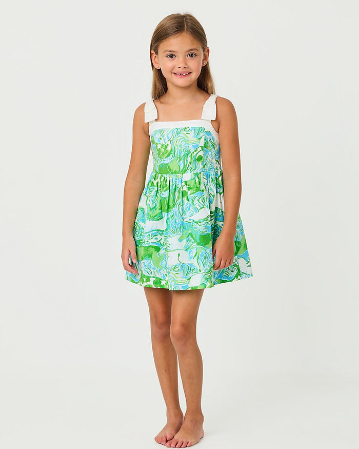 Lilly Pulitzer - Girls Mini Cheri Dress - Capri Blue Galloping Gals