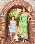 Lilly Pulitzer - Girls Mini Haliey Midi Dress - Blue Curacao Rose Bud