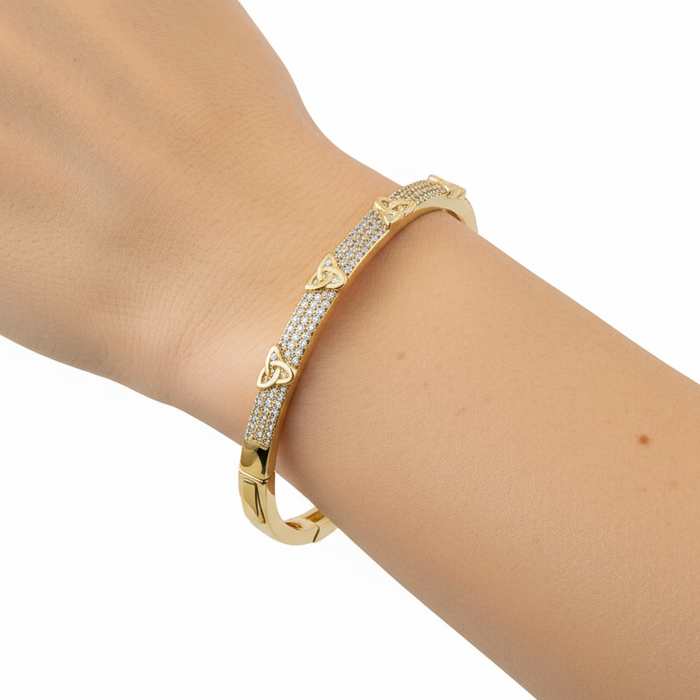 Gold Plated Crystal Trinity Knot Bangle