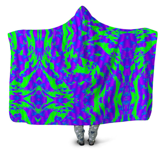 Green and Purple Hypno Splatter Hooded Blanket Big Tex Funkadelic Epic Hoodie