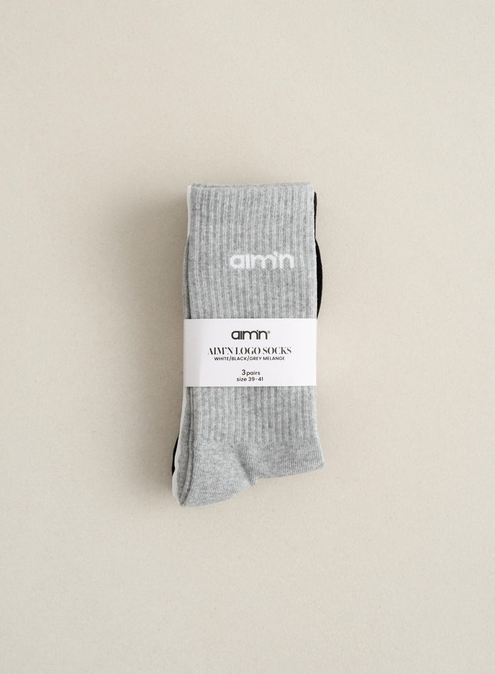 Grey Melange Aim'n Logo Socks 3-pack