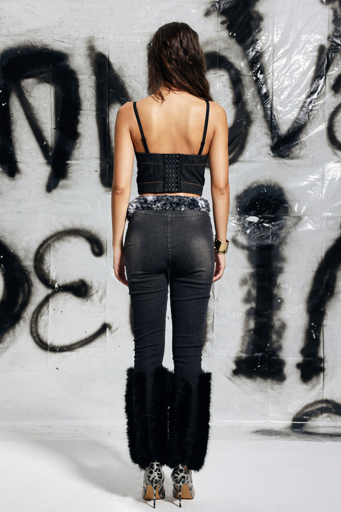 Gwyneth Butterfly Studded Denim Top