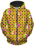 Happy Plaid Unisex Zip-Up Hoodie Sartoris Art Epic Hoodie