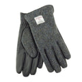 Harris Tweed & Black Leather Men’s Gloves – Luxury Boxed Gift in Charcoal Herringbone (COL001) - Heritage Of Scotland - L