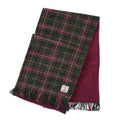 Harris Tweed Fringed Scarf with Fleece Back - Dark Green & Plum Check - Heritage Of Scotland -