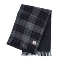Harris Tweed Fringed Scarf with Fleece Back - Grey and Black Tartan - Heritage Of Scotland -