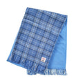 Harris Tweed Fringed Scarf with Fleece Back - Light Blue Check - Heritage Of Scotland -