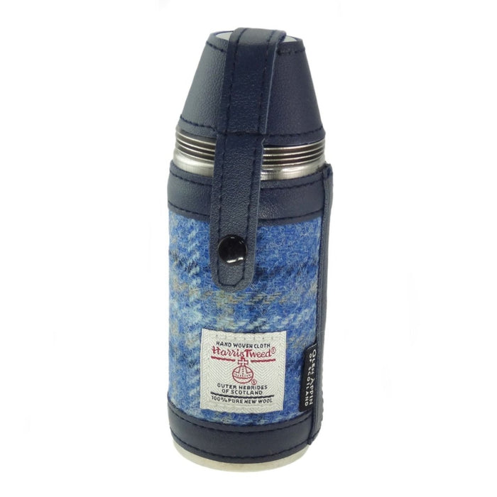 Harris Tweed Hunting Flask - Heritage Of Scotland - Light Blue Check (COL129)