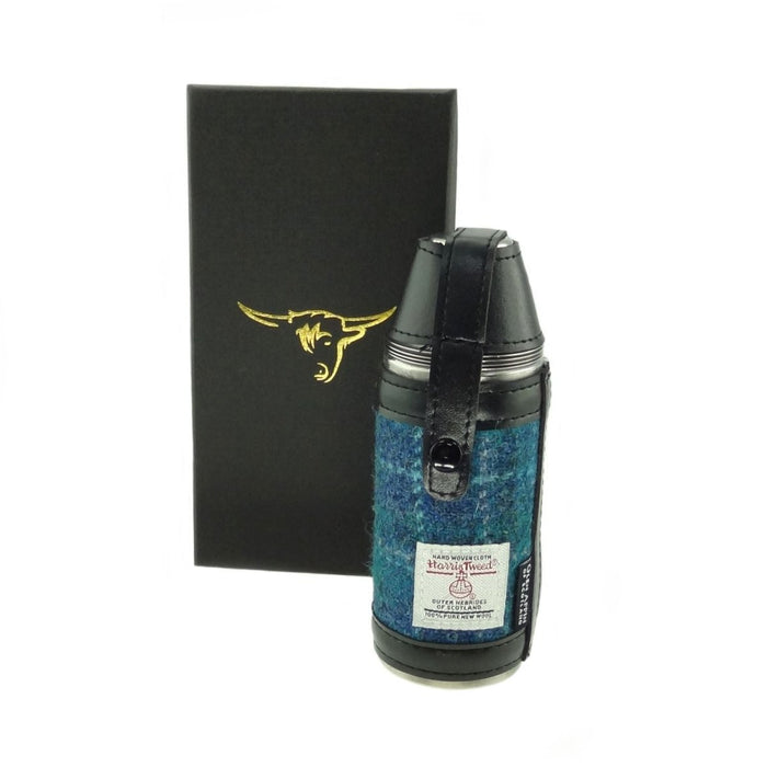 Harris Tweed Hunting Flask - Heritage Of Scotland - Sea Blue Check (COL092)