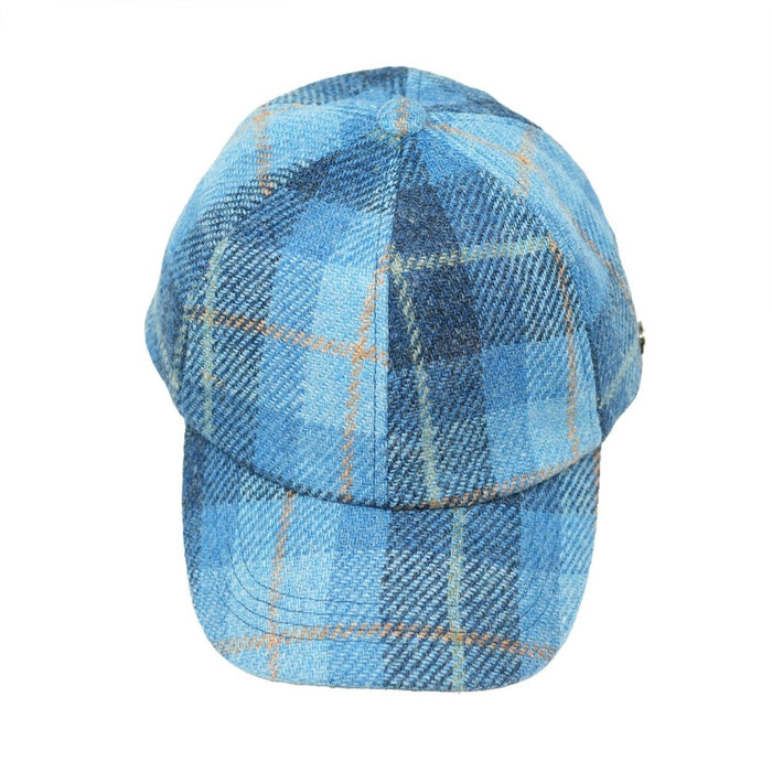 HEDDLE & REED Harris Tweed Baseball Wool Cap Check - Heritage Of Scotland - BLUE PASTEL CHECK