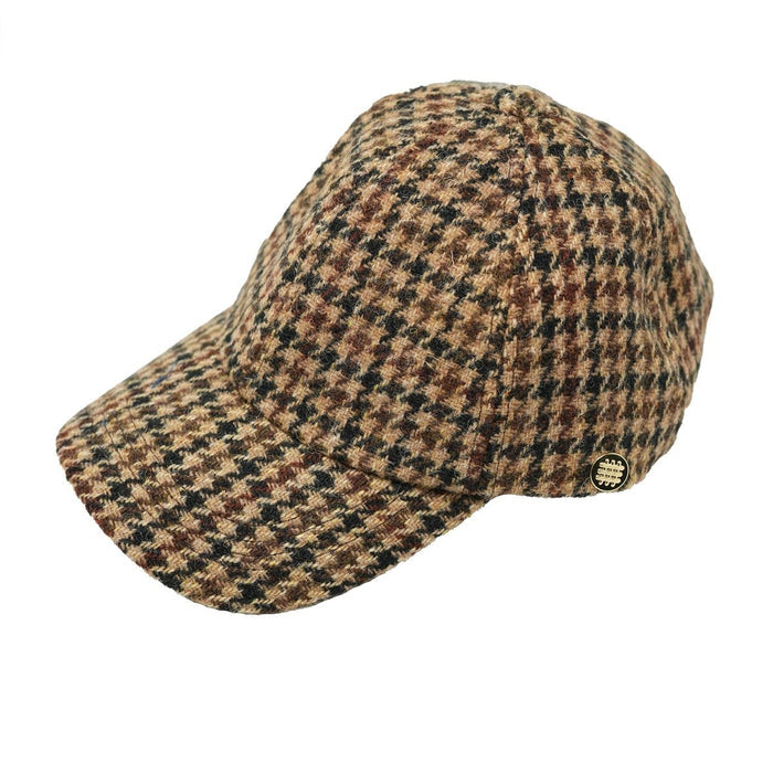 HEDDLE & REED Harris Tweed Baseball Wool Cap Check - Heritage Of Scotland - HEDDLE & REED Harris Tweed Baseball Wool Cap Houndstooth - Camel