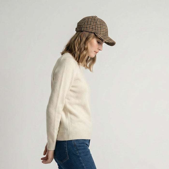 HEDDLE & REED Harris Tweed Baseball Wool Cap Check - Heritage Of Scotland - HEDDLE & REED Harris Tweed Baseball Wool Cap Houndstooth - Camel