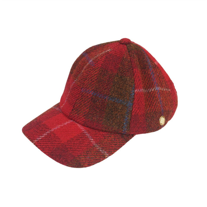 Heddle & Reed Harris Tweed Wool Baseball Cap – Luxury Tweed Style Cap - RED CHECK - Heritage Of Scotland -
