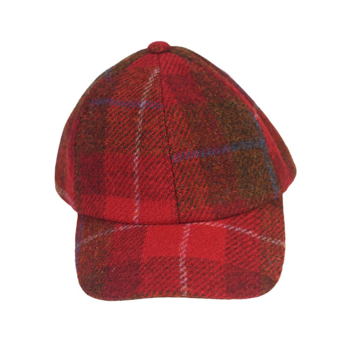 Heddle & Reed Harris Tweed Wool Baseball Cap – Luxury Tweed Style Cap - RED CHECK - Heritage Of Scotland -
