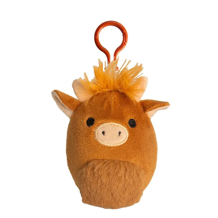 Highland Cow Plush Bag Charm – Soft Scottish Coo Keyring with Clip - Heritage Of Scotland -