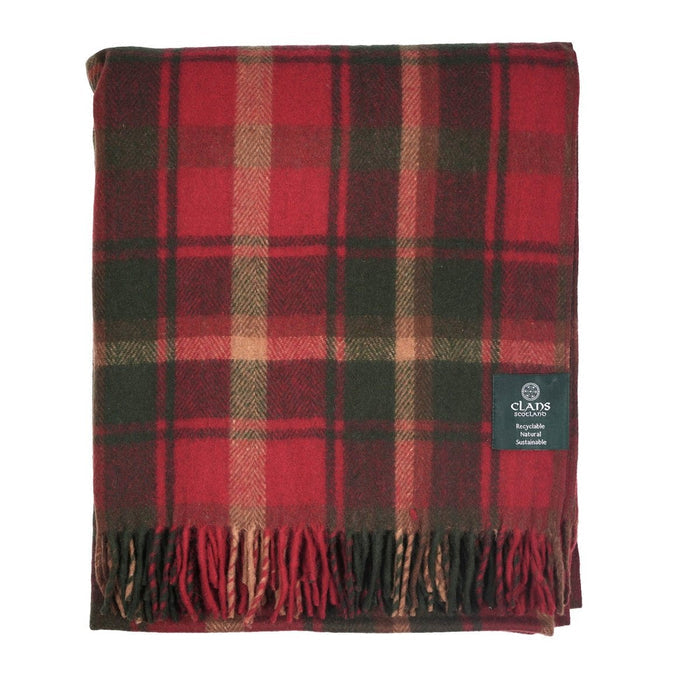 Highland Wool Blend Tartan Blanket / Throw Extra Warm DARK MAPLE - Heritage Of Scotland -