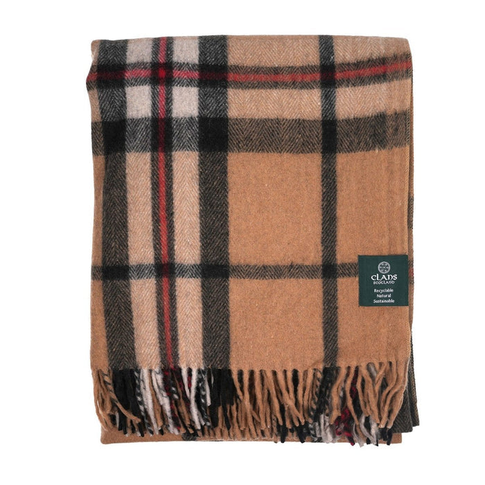 Highland Wool Blend Tartan Blanket / Throw Extra Warm EXPLODED THOMSON CAMEL - Heritage Of Scotland -