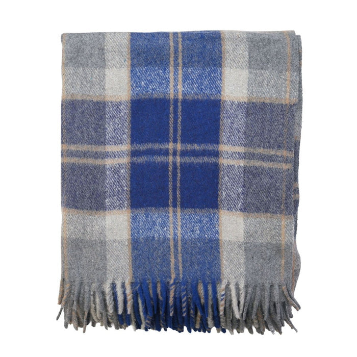 Highland Wool Blend Tartan Blanket Throw – Extra Warm Scottish Wool Blend – BANNOCKBANE SILVER BRIGHT - Heritage Of Scotland -