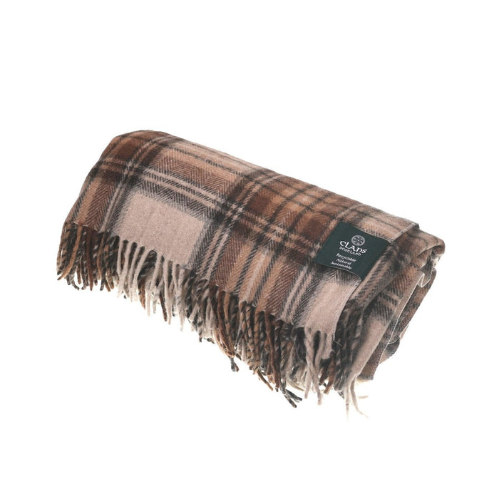 Highland Wool Blend Tartan Blanket / Throw Extra Warm STEWART NATURAL DRESS - Heritage Of Scotland -