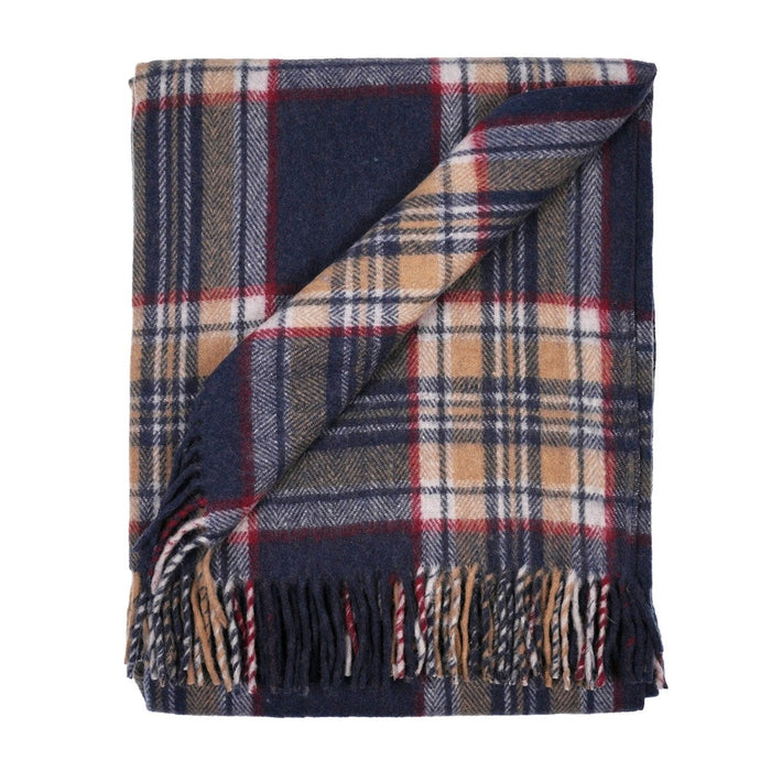 Highland Wool Blend Tartan Blanket / Throw Extra Warm STEWART NAVY - Heritage Of Scotland -