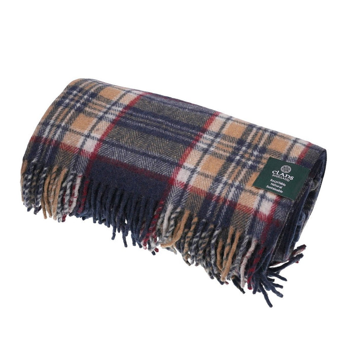 Highland Wool Blend Tartan Blanket / Throw Extra Warm STEWART NAVY - Heritage Of Scotland -