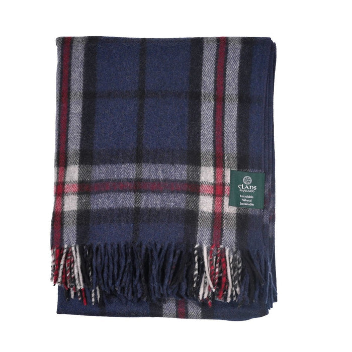 Highland Wool Blend Tartan Blanket / Throw Extra Warm THOMSON NAVY - Heritage Of Scotland -