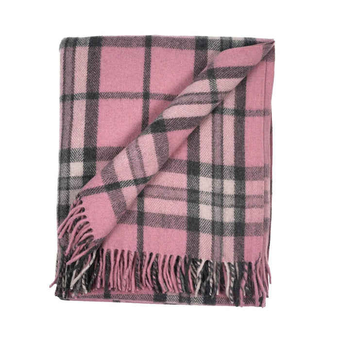 Highland Wool Blend Tartan Blanket / Throw Extra Warm THOMSON PINK - Heritage Of Scotland -