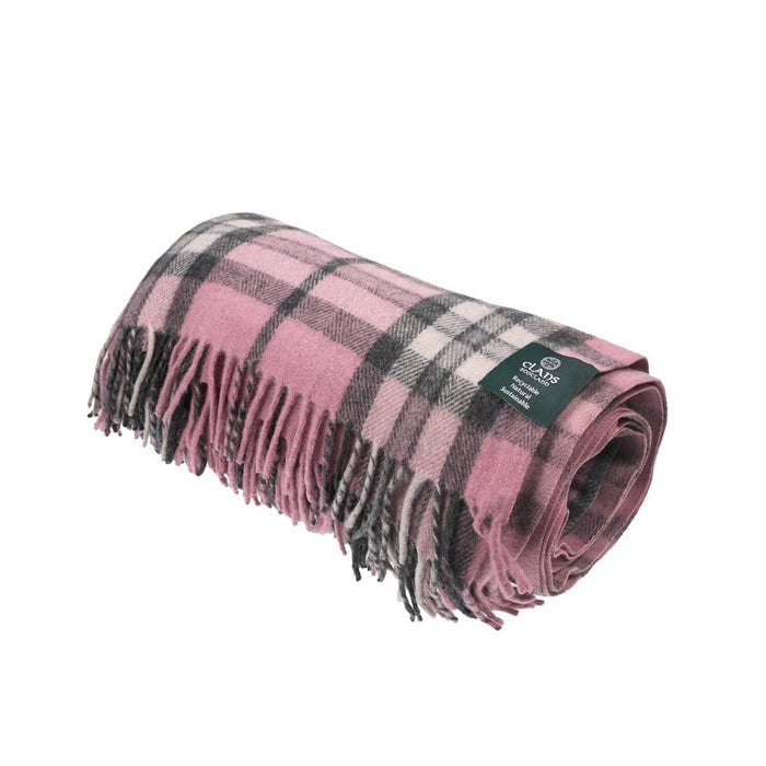 Highland Wool Blend Tartan Blanket / Throw Extra Warm THOMSON PINK - Heritage Of Scotland -