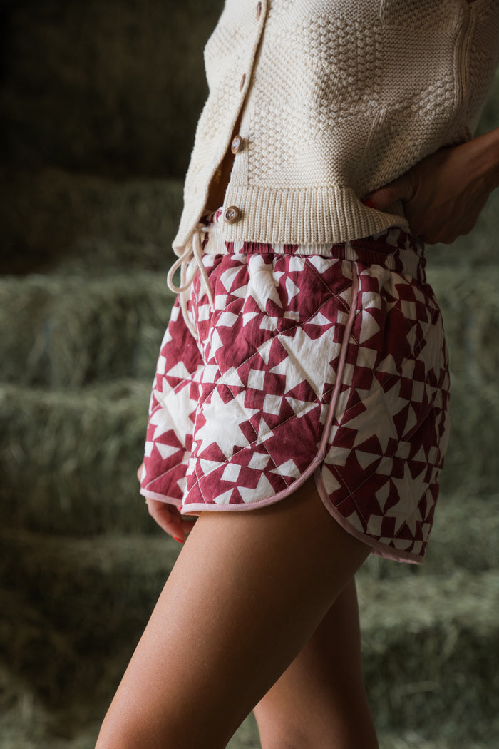 Holly Quilted Shorts in Lone Star Maple Red - PREORDER