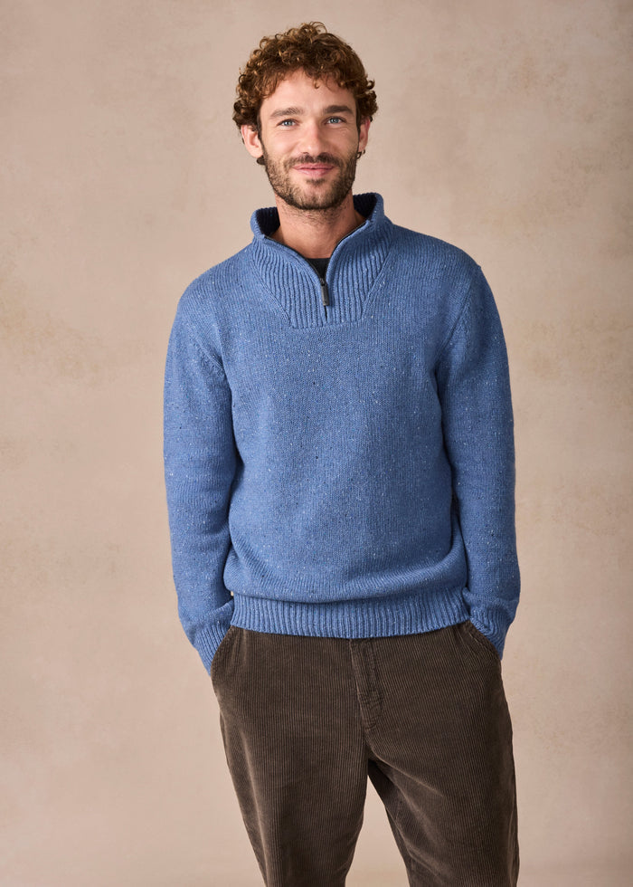 IrelandsEye Cashmere Mix Troyer Sweater | Blue Ocean