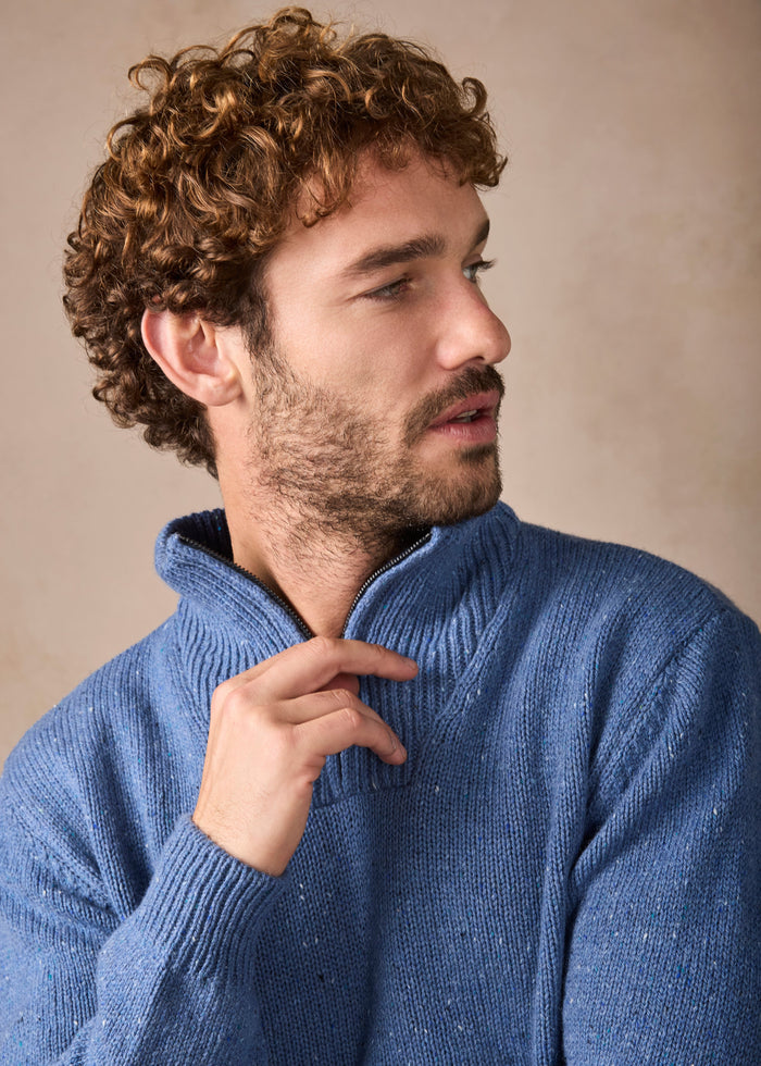 IrelandsEye Cashmere Mix Troyer Sweater | Blue Ocean
