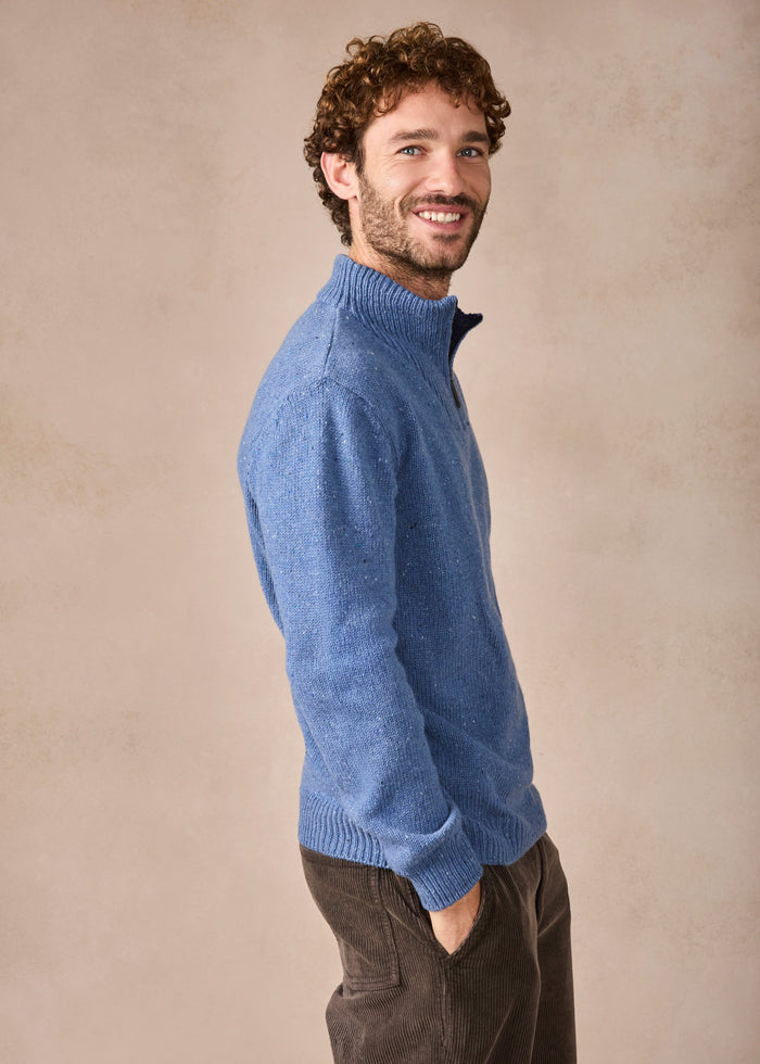 IrelandsEye Cashmere Mix Troyer Sweater | Blue Ocean