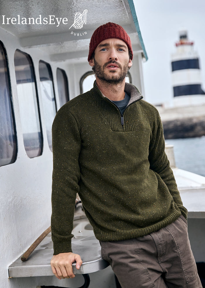 IrelandsEye Cashmere Mix Troyer Sweater | Loden