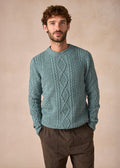 IrelandsEye Lightweight Aran Cashmere Mix Cable Sweater | Ocean Mist