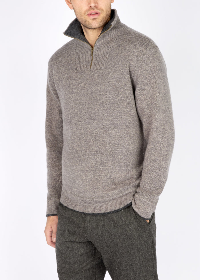 IrelandsEye Men's Zip Sweater | Ghost Grey