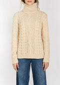 IrelandsEye Polo Neck Aran Sweater | Oatmeal