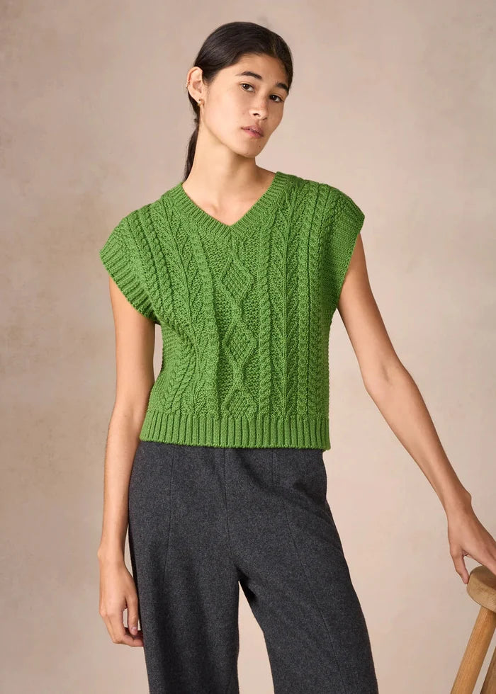 IrelandsEye Sweetpea V-Neck Diamond Vest | Moss