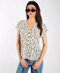 Ivory Floral Tiered Hem Top