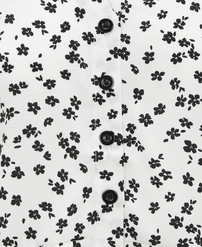 WHITE BLOUSE BLACK PATTERN