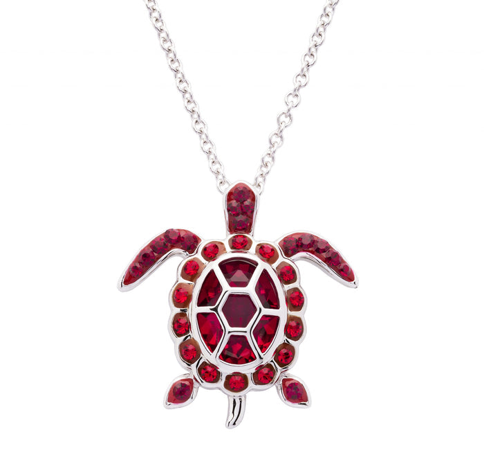 January Turtle Birthstone Pendant With Swarovski Crystals