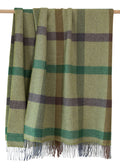John Hanly Cashmere Throw | Green Brown Grey Check Herringbone