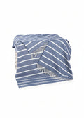 John Hanly Denim White Horizontal Stripe Throw