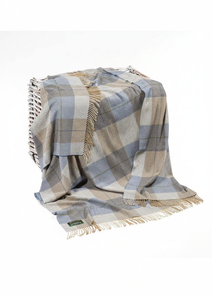 John Hanly Lambswool Cream Taupe Throw