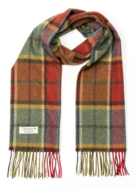John Hanly Lambswool Scarf | Autumnal Mix Check | Made in Ireland